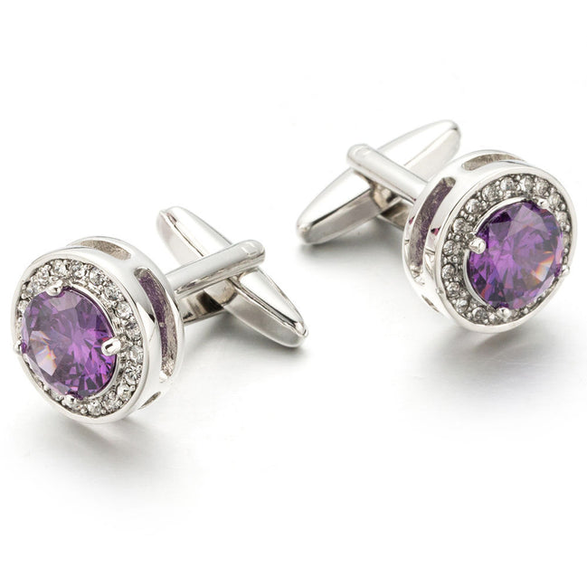 Men's Amethyst Crystal Purple Cufflinks