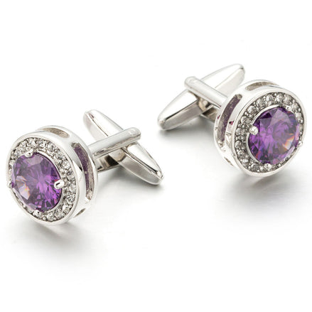Men's Amethyst Crystal Purple Cufflinks