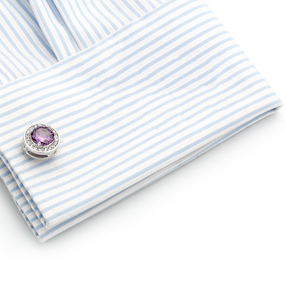Men's Amethyst Crystal Purple Cufflinks