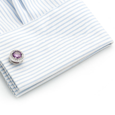Men's Amethyst Crystal Purple Cufflinks