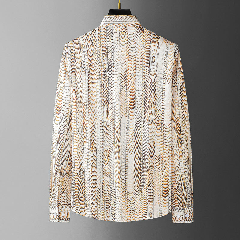 Saffron Note - Patterned Gold Mercerized Cotton Shirt
