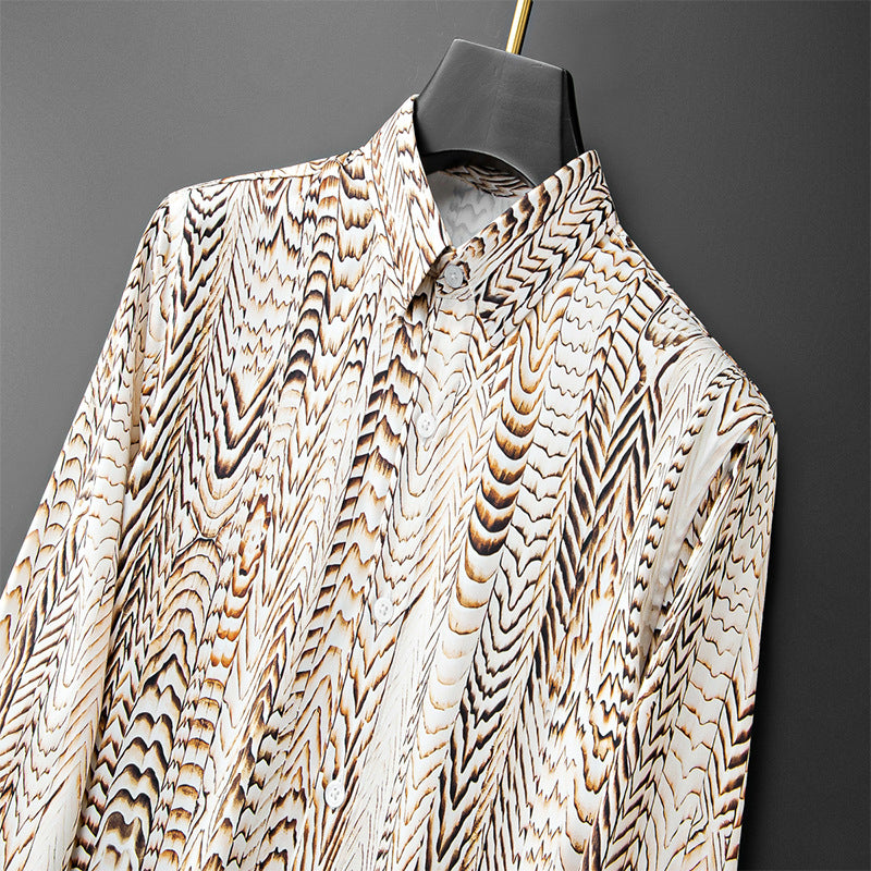 Saffron Note - Patterned Gold Mercerized Cotton Shirt