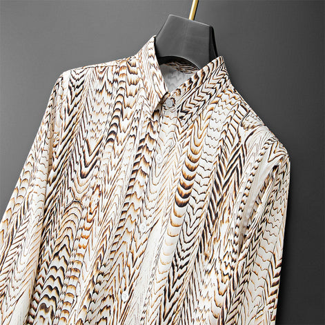 Saffron Note - Patterned Gold Mercerized Cotton Shirt