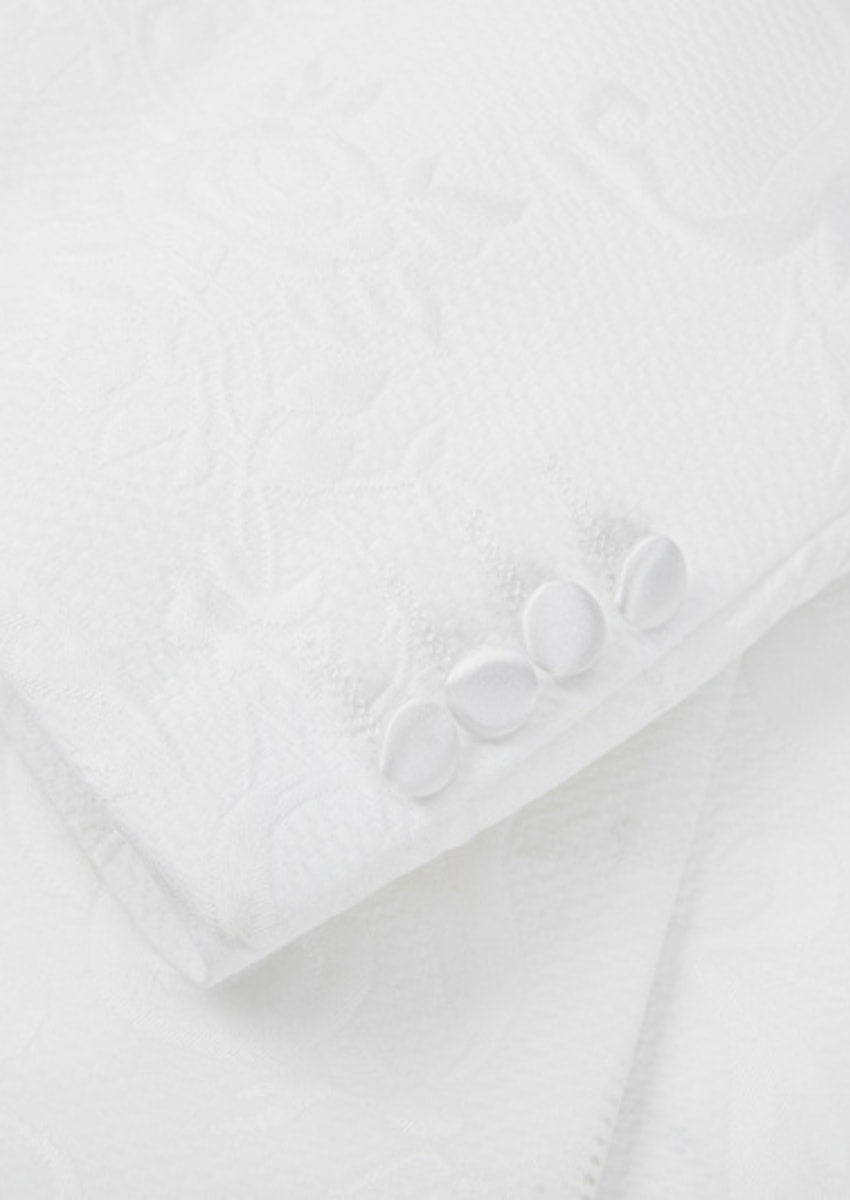 White 2-Piece Floral Jacquard Tuxedo