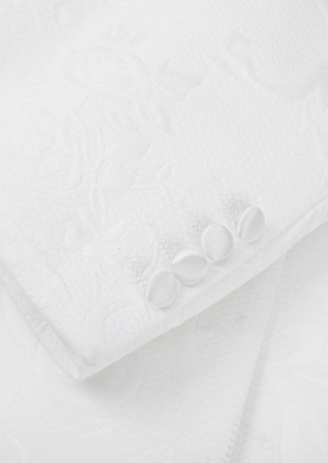 White 2-Piece Floral Jacquard Tuxedo
