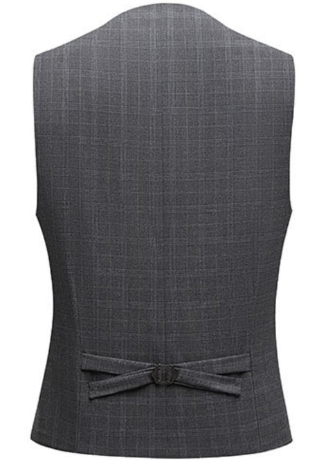 The Graphite Windowpane - Charcoal Grey Textured 3-Piece Suit Set