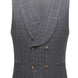Close up of double-breasted U-cut vest in charcoal windowpane plaid