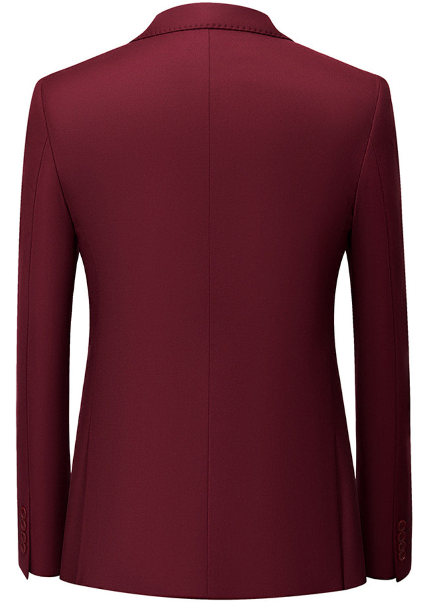 Men’s 2-Piece Burgundy Double Breasted Slim Fit Suit Set