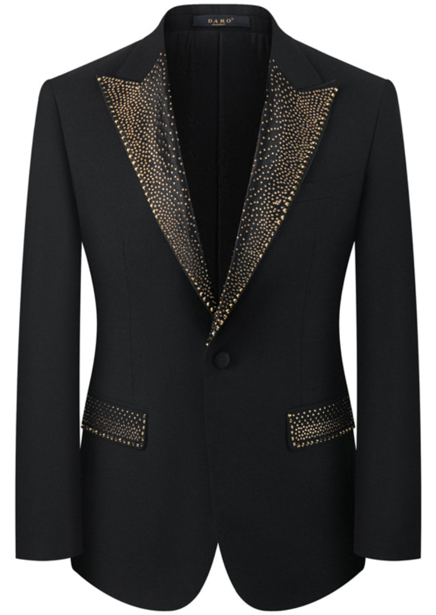 Midnight Mosaic - Black Crystal Tuxedo Side Formal - Nevo Suits