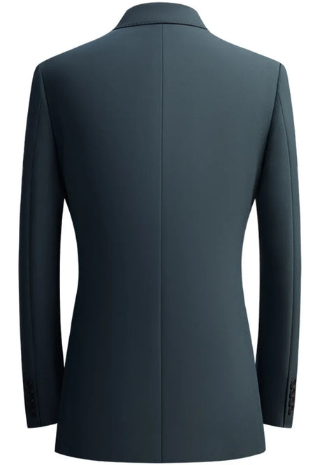 Men’s Green Double-Breasted 2-Piece Suit with Barge Collar