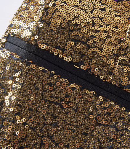 Sequin Tuxedo Jacket Gold Purple details - 1