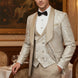 Champagne gold shimmering jacquard 3-piece set flat lay - Nevo Suits