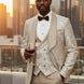 Champagne gold jacquard tuxedo styled outfit - Nevo Suits