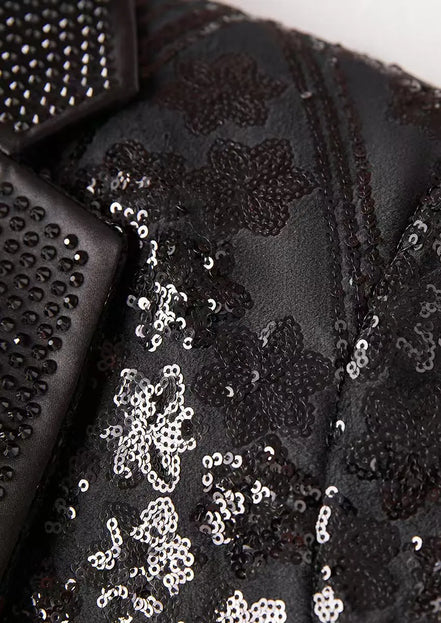 Men's Sequin Six-pointed Star Black Luxury Tuxedo