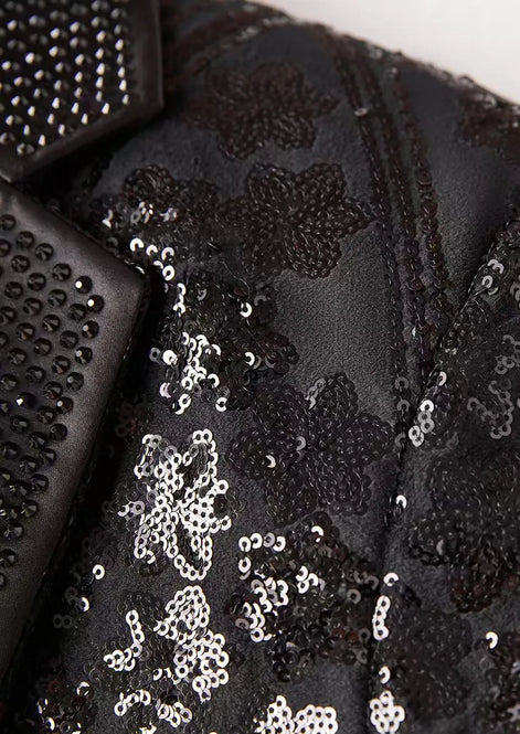 The Obsidian Galaxy - Black Sequin Velvet Dinner Jacket