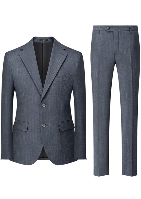Men’s Dark Grey 3-Piece Suit Set with Side Slit