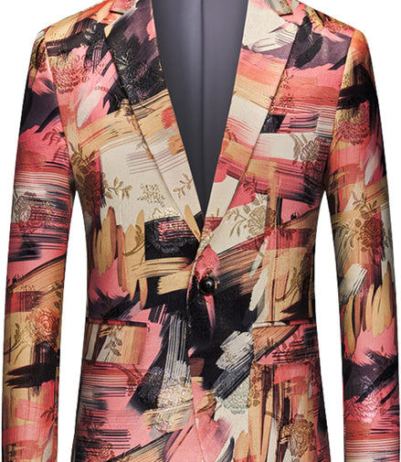 Men's Notch Lapels Fashion Color Graffiti Suit