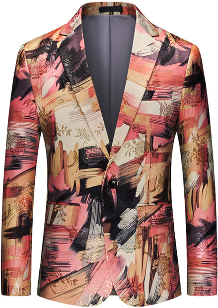 Men's Notch Lapels Fashion Color Graffiti Suit