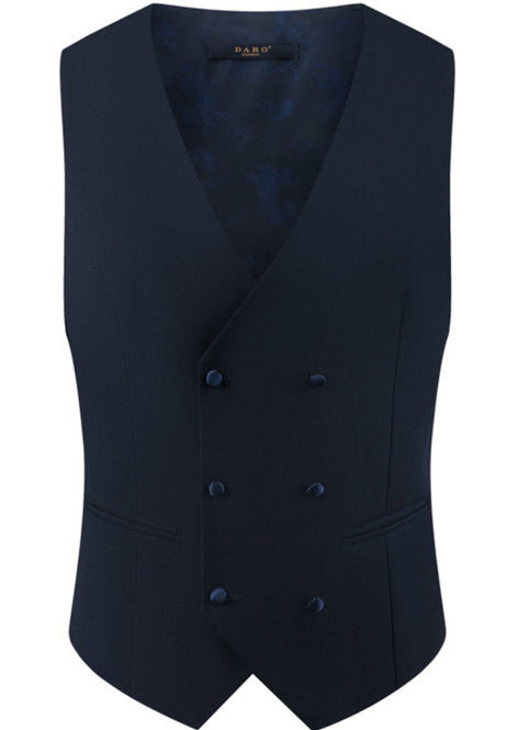 Navy double-breasted 6-button U-cut vest detail - Cobalt Starlight - Nevo Suits
