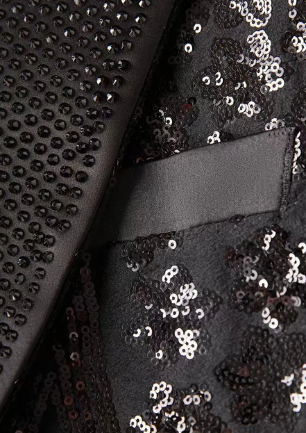 Men's Sequin Six-pointed Star Black Luxury Tuxedo