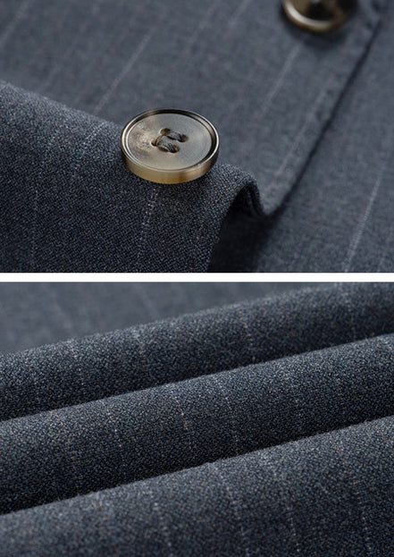 Men’s Dark Grey 3-Piece Suit Set with Side Slit