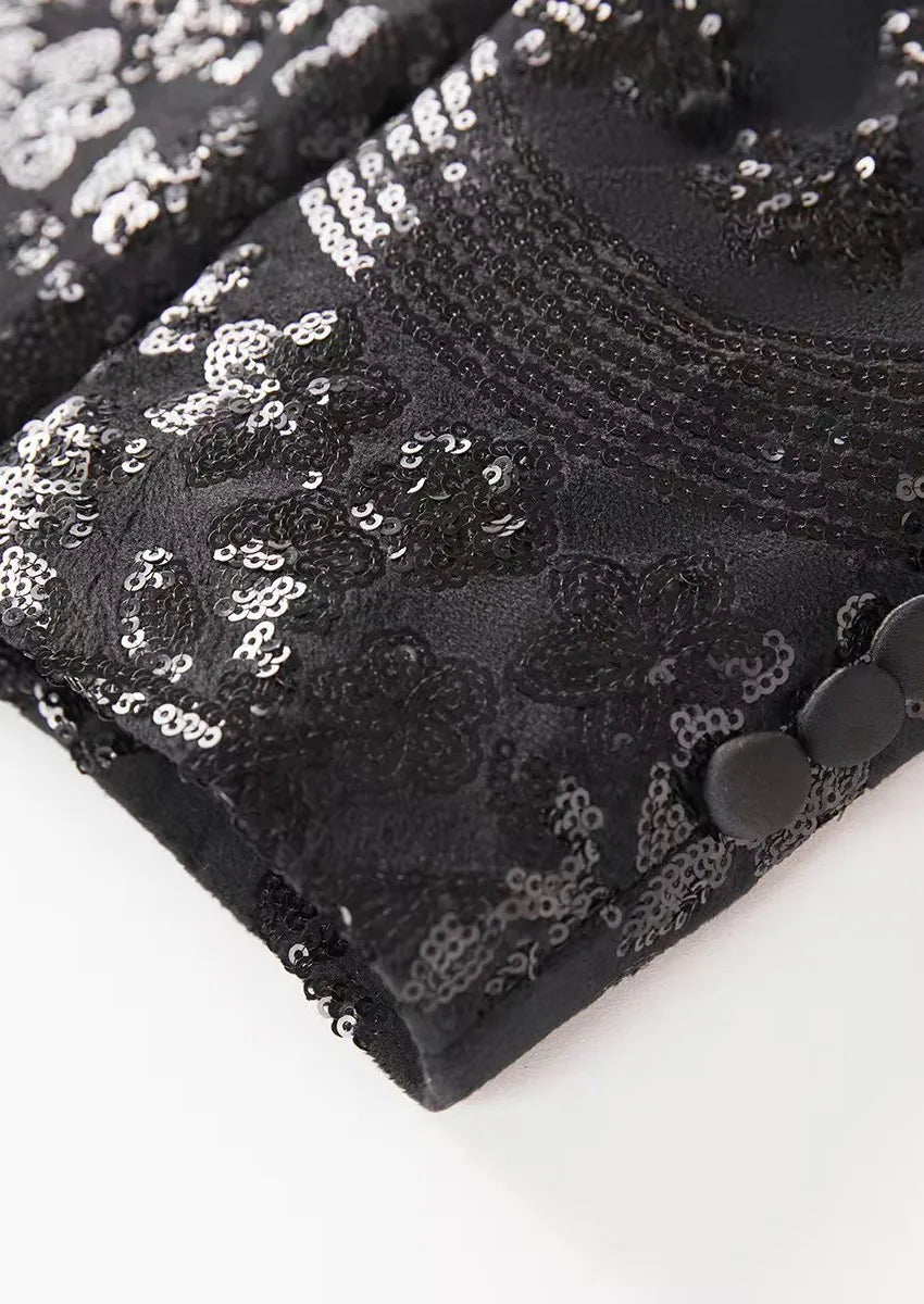 Men's Sequin Six-pointed Star Black Luxury Tuxedo