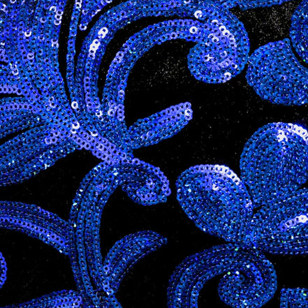 Men's 2-Piece Sparkle Floral Blue Sequin Suit