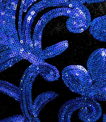 Men's 2-Piece Sparkle Floral Blue Sequin Suit