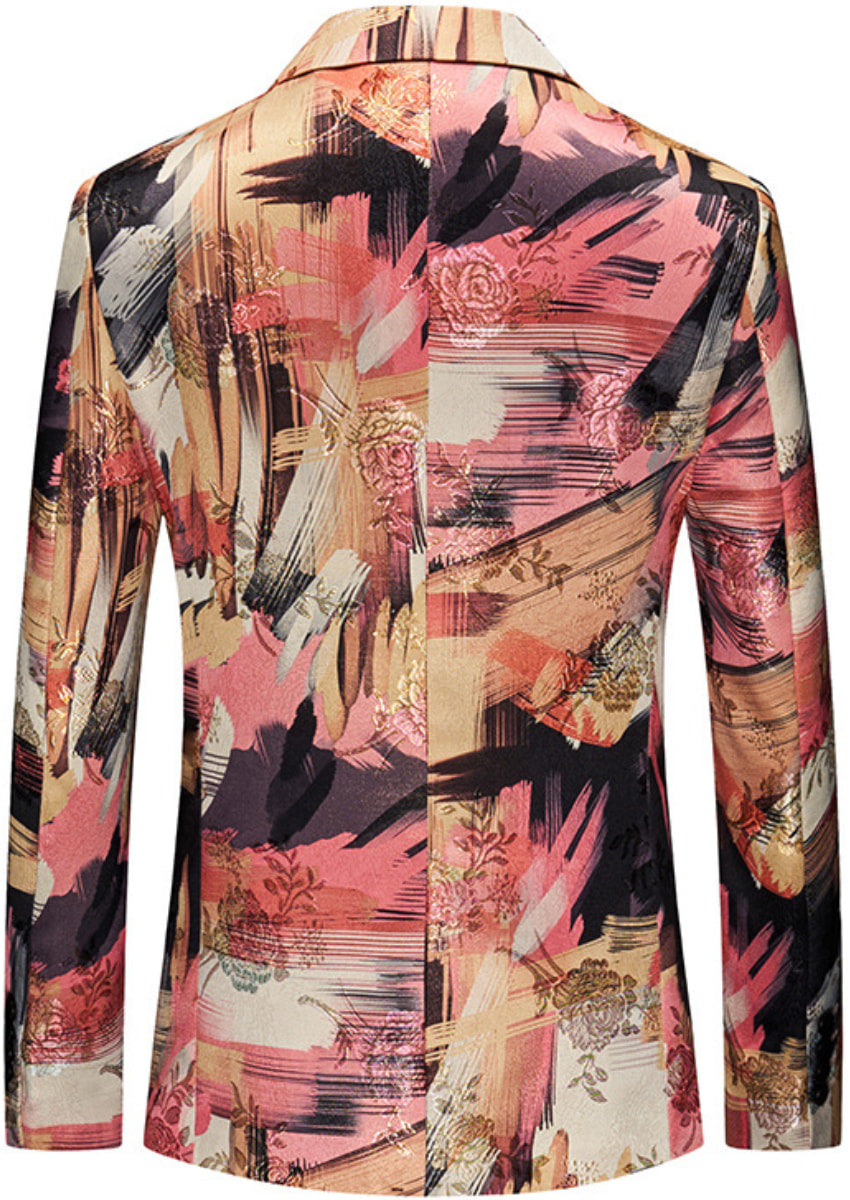 Men's Notch Lapels Fashion Color Graffiti Suit