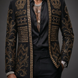 Diadem Pharaoh black dinner jacket with gold crown and scrolling crystal detailing - product view 03