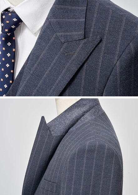 Men’s Striped Slim Fit Wedding Suit 3-Piece Set
