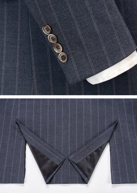Men’s Striped Slim Fit Wedding Suit 3-Piece Set
