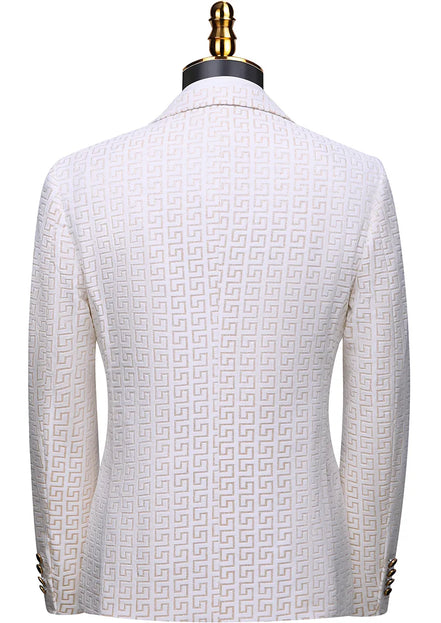 Men’s Gold Brocade Peak Lapel Luxurious 3-Piece Suit