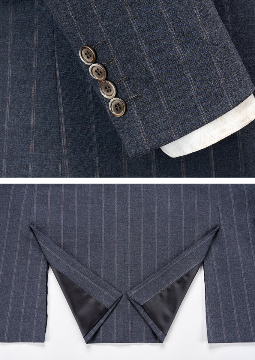 Men’s Striped Slim Fit Wedding Suit 3-Piece Set