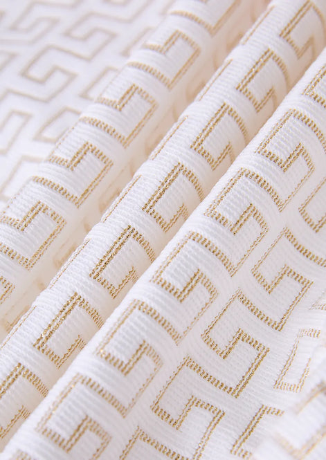 The Ivory Gatsby - Gold Geometric Jacquard Contrast Tuxedo Set