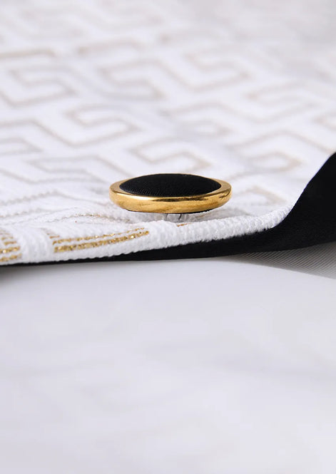 The Ivory Gatsby - Gold Geometric Jacquard Contrast Tuxedo Set