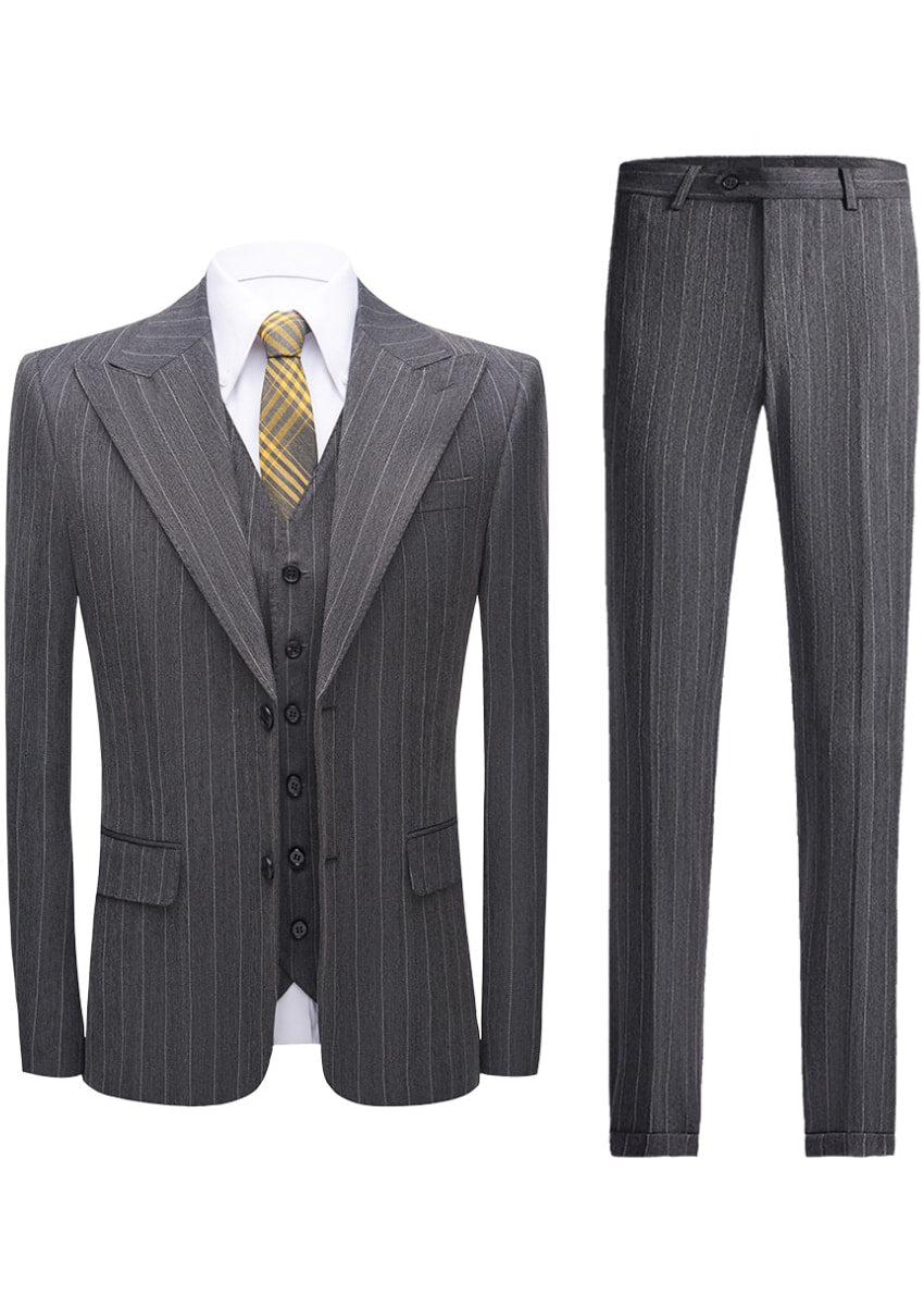 Men’s 3-Piece Slim Fit Plaid Suit Set for Business and Wedding