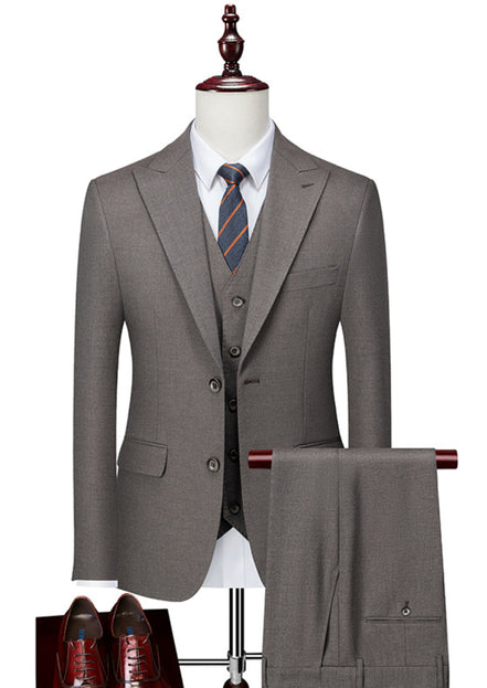 Men’s Peak Lapel 3-Piece Suit with Two Button Closure