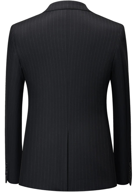 Men’s Black Pinstripe 3-Piece Suit Peak Lapel