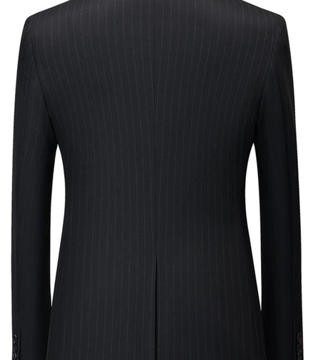 Men’s Black Pinstripe 3-Piece Suit Peak Lapel
