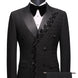 Matte black tuxedo jacket with asymmetric leaf embroidery 2-piece set front view - The Obsidian Vine