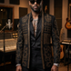 Diadem Pharaoh black dinner jacket with gold crown and scrolling crystal detailing - product view 16
