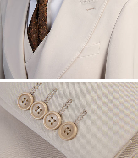 Men’s Classic White 3-Piece Barge Collar Suit