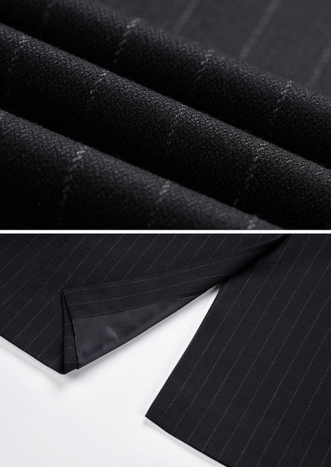 Men’s Black Pinstripe 3-Piece Suit Peak Lapel