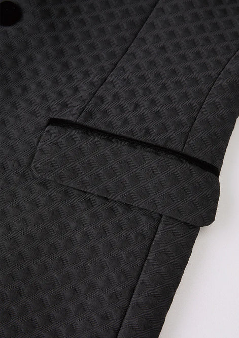 The Onyx Royale - Black 3D Jacquard & Velvet Contrast Tuxedo Set