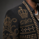 Diadem Pharaoh black dinner jacket with gold crown and scrolling crystal detailing - product view 06