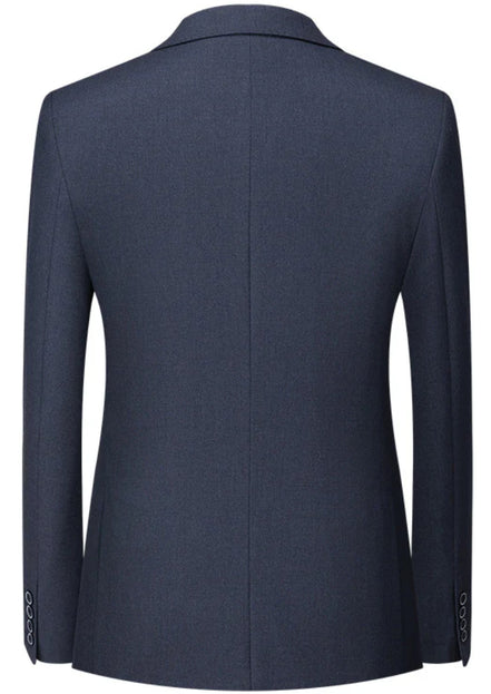 Men’s  3-Piece Navy Suit with Flat Barge Collar