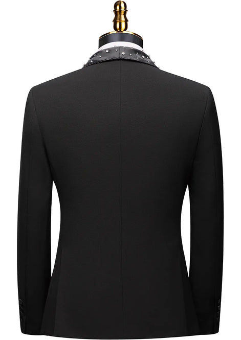Black tuxedo jacket back view fit check - Nevo Suits 