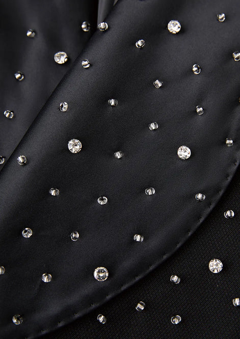 The Midnight Cascade - Black Crystal Fringe Tuxedo Set