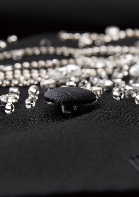 The Midnight Cascade - Black Crystal Fringe Tuxedo Set